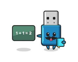 illustratie van flash drive usb-karakter als leraar vector