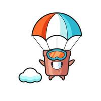 bloempot mascotte cartoon is aan het parachutespringen met een blij gebaar vector