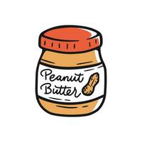 pinda boter in pot tekening hand- getrokken schetsen schattig tekenfilm stijl icoon, vector illustratie