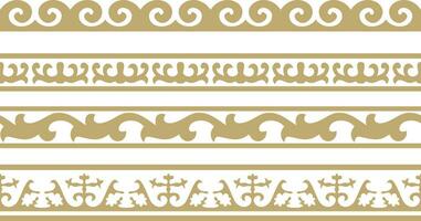 vector reeks van gouden naadloos Kazachs nationaal ornament. etnisch eindeloos patroon van de volkeren van de Super goed steppe, mongolen, Kirgizisch, kalmyks, .begraafplaatsen. cirkel, kader grens