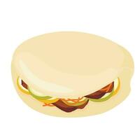 gua bao. vector illustratie. geïsoleerd Aan een wit achtergrond. Chinese voedsel. eigengemaakt biologisch getrokken rundvlees bao broodjes.