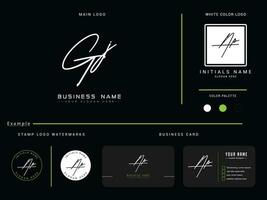 gj handtekening logo, eerste bloemen gj luxe mode logo branding vector