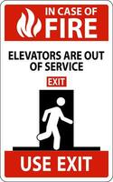 in geval van brand teken liften zijn uit van onderhoud, gebruik Uitgang vector