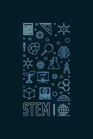 stam - wetenschap, technologie, bouwkunde en wiskunde concept verticaal blauw spandoek. vector lineair illustratie