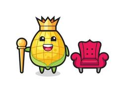 mascotte cartoon van maïs als een koning vector