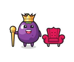 mascotte cartoon van aubergine als koning vector