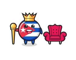 mascotte cartoon van Cuba vlag badge als een koning vector