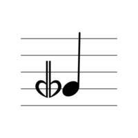 vlak en een voor de helft of sesquivlak symbool Aan personeel vlak vector geïsoleerd Aan wit achtergrond. microtoon teken. musical symbool. musical notatie. geheugenkaart voor aan het leren muziek-