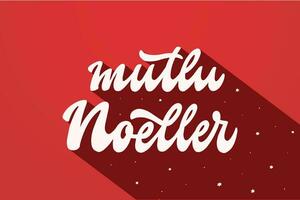 meerdere noeller belettering citaat in Turks 'vrolijk kerstmis' Aan rood achtergrond voor affiches, groet kaarten, afdrukken, tekens, uitnodigingen, spandoeken, achtergronden, enz. eps 10 vector