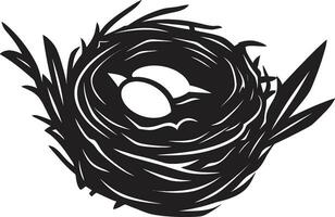 mystiek van de vogel huis zwart vector nest elegant toevluchtsoord zwart vogel nest embleem