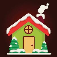 Kerstmis huis met sneeuw Aan dak. vector illustratie in vlak stijl.