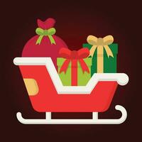 de kerstman claus slee met geschenken. vector illustratie in vlak stijl