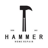 retro wijnoogst gekruiste hamer en nagel logo voor huis reparatie Diensten, timmerwerk, insignes, Bouwers, houtbewerking, bouw, vector