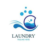 logo ontwerp wasserij icoon het wassen machine met bubbels voor bedrijf kleren wassen reinigt modern sjabloon vector