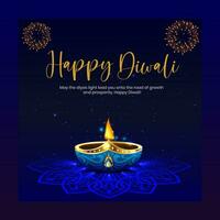Indisch gelukkig diwali festival met glimmend olie lamp vector