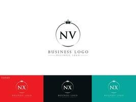abstract nv kroon logo icoon, modern luxe nv vn minimalistische cirkel brief logo vector