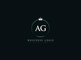 kleurrijk kroon ag logo afbeelding, modern ag luxe cirkel brief logo vector