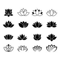 lotusbloemen pictogrammenset in vlakke stijl, vectorillustratie