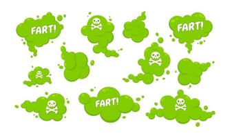 ruikende groene cartoon fart cloud platte stijl ontwerp vector