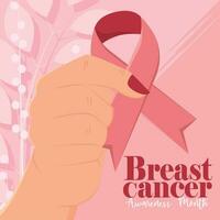 borst kanker poster roze lint zelf-onderzoek vector illustratie