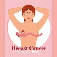 borst kanker poster roze lint zelf-onderzoek vector illustratie