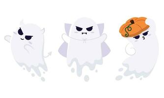 reeks van schattig halloween geest tekens vector illustratie