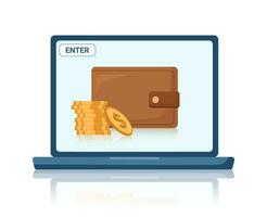 online bank met portemonnee vector