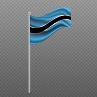 Botswana zwaaiende vlag op metalen paal. vector