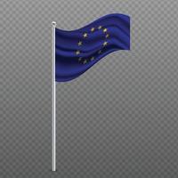 wapperende vlag van de europese unie op metalen paal. vector