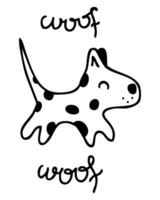 tekening schattig rennen puppy met tekst inslag. dier tekenfilm vector karakter. perfect afdrukken voor tee, poster, kaart, sticker.