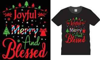 blij vrolijk en gezegend. Kerstmis t-shirt ontwerp. vector