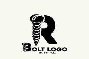 initialen brief r met bout creatief meetkundig modern logo ontwerp. vector