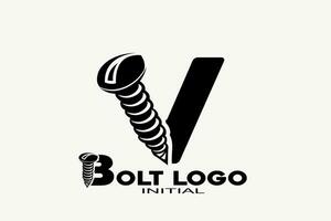 initialen brief v met bout creatief meetkundig modern logo ontwerp. vector