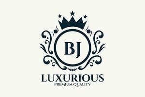 eerste brief bj Koninklijk luxe logo sjabloon in vector kunst voor luxueus branding vector illustratie.