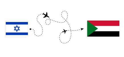 vlucht en reizen van Israël naar Soedan door passagier vliegtuig reizen concept vector