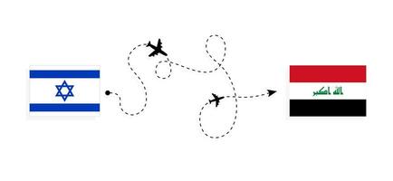 vlucht en reizen van Israël naar Irak door passagier vliegtuig reizen concept vector
