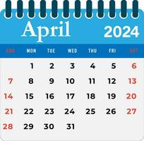 april 2024 kalender muur kalender 2024 sjabloon vector