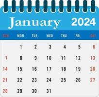 januari 2024 kalender muur kalender 2024 sjabloon vector