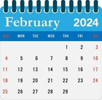 februari 2024 kalender muur kalender 2024 sjabloon vector