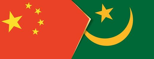 China en mauritania vlaggen, twee vector vlaggen.