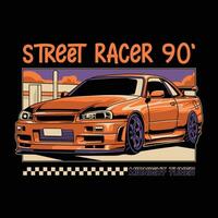 90's straat auto poster ontwerp illustratie vector