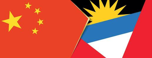 China en antigua en Barbuda vlaggen, twee vector vlaggen.