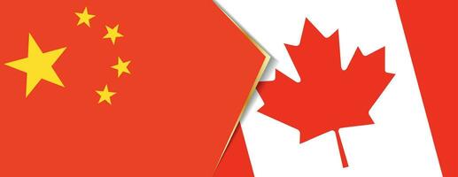 China en Canada vlaggen, twee vector vlaggen.