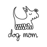 hand- getrokken tekening ruig hond met tekst hond mama. perfect afdrukken voor tee, poster, kaart, sticker. vector illustratie voor decor en ontwerp.