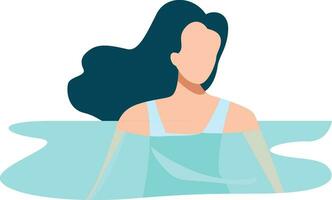 vrouw in de water, voor de helft ondergedompeld, meisje zwemt in de water, vlak stijl vector illustratie, vrouw in water gemakkelijk voorraad vector beeld