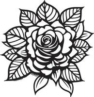 roos bloem clip art zwart wit afbeeldingen. hand- getrokken rozen. schetsen roos bloemen met bladeren vector