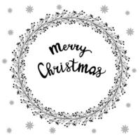 Kerstmis krans met de opschrift vrolijk Kerstmis Aan een wit achtergrond vector