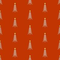 naadloos patroon van winter Woud met tekening bomen Aan geïsoleerd achtergrond. retro Woud vormen. ontwerp voor Kerstmis huis decor, vakantie hartelijk groeten, Kerstmis en nieuw jaar viering. vector