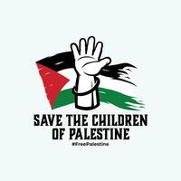 opslaan de kinderen van Palestina banier vector illustratie. vrij Palestina banier