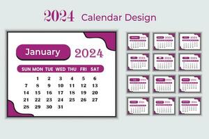 creatief modern 2024 nieuw jaar kalender ontwerp vector